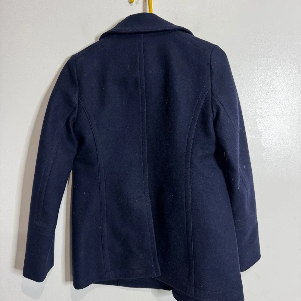 J Crew Wool Cashmere‎ Nello Gori Peacoat Navy Double Breasted Women XS 0